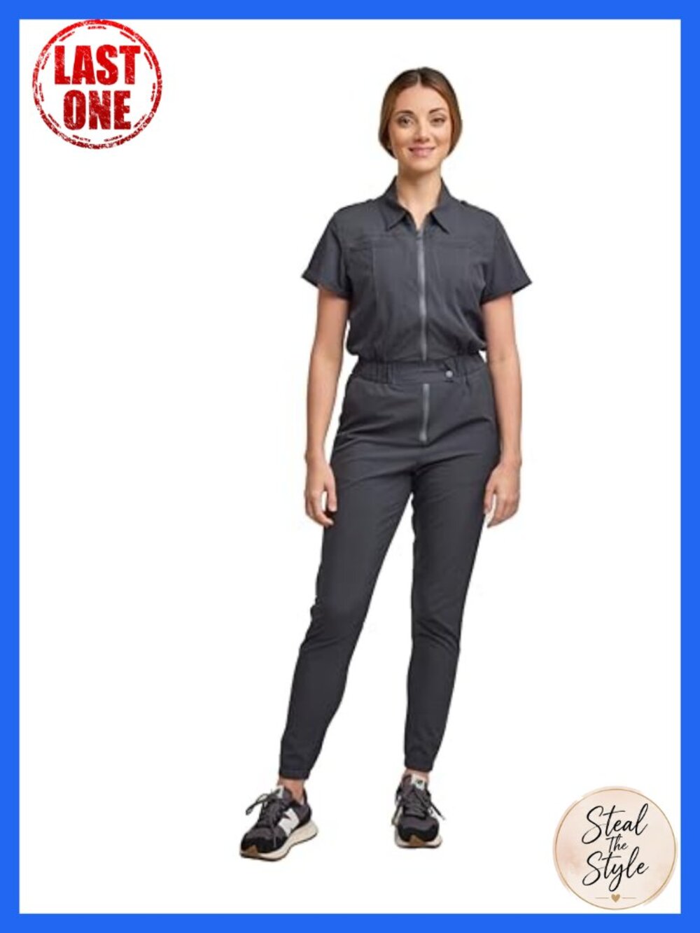 Women's Scrub Jumpsuit Slim Fit Jogger 6 Pockets Stretch Medical Uniform